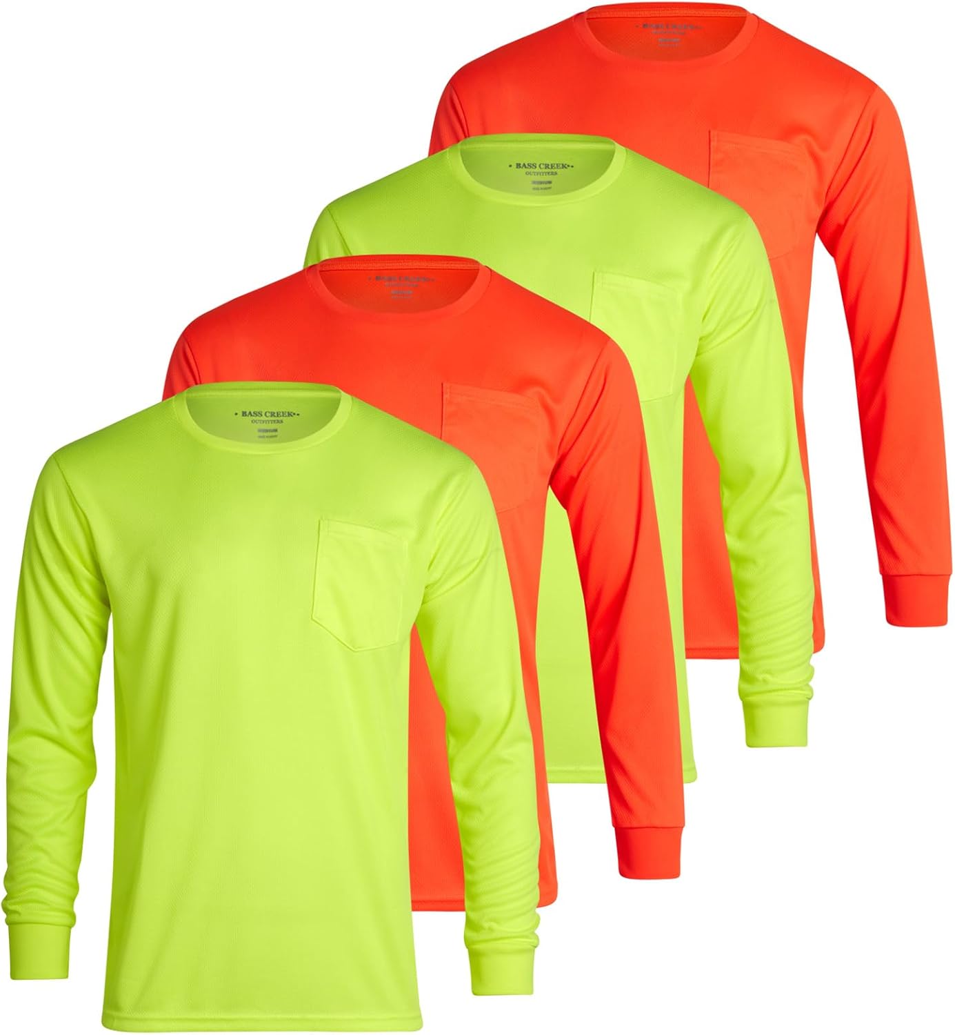 High Visibility Long Sleeve Shirts for Men - 4 Pack Performance