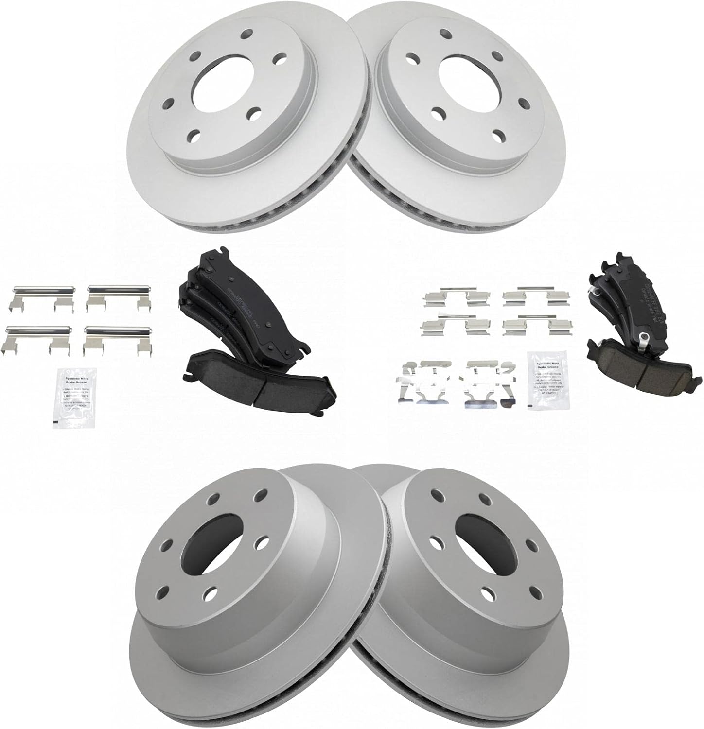 TRQ Front & Rear Ceramic Disc Brake Pads & G-Coated Rotor Kit