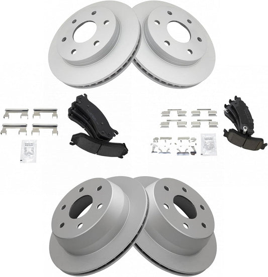 TRQ Front & Rear Ceramic Disc Brake Pads & G-Coated Rotor Kit