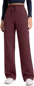 CRZ YOGA Cotton Fleece Lined Sweatpants for Women - Warm & Cozy