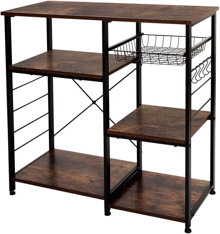 Industrial Kitchen Rack for Coffee Bar and Microwave Stand