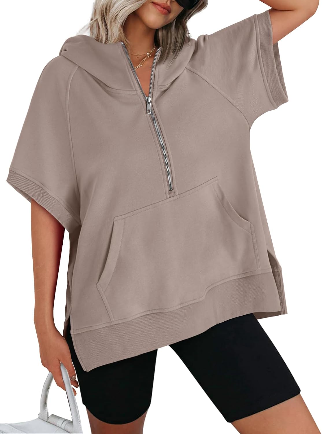 Cozy Fall Style: AUTOMET Oversized Short Sleeve Hoodie