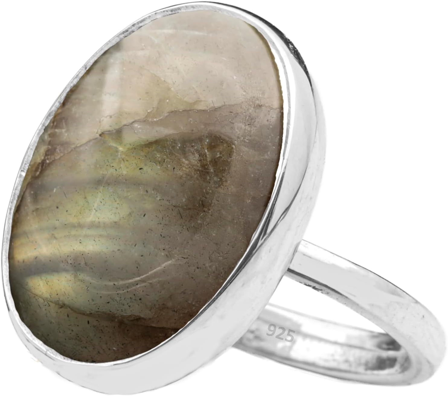 Natural Amazonite Crystal Ring in 925 Sterling Silver for Women