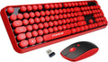 Wireless Keyboard and Mouse Combo with Retro Round Keys - Nostalgic