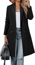 CHICZONE Women's Notch Lapel Double Breasted Mid Long Pea Coat