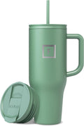 Insulated Travel Mug with Straw & Flip Cap Lids - Fits Cup Holders