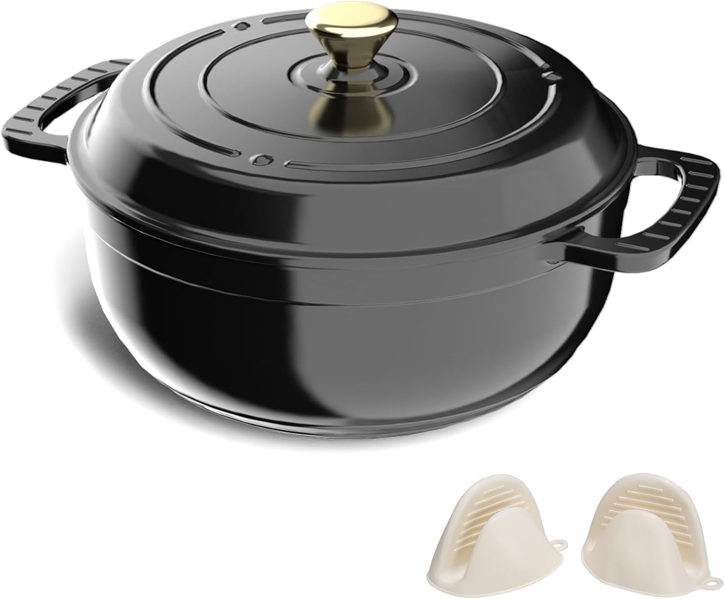 ROVSUN Enameled Cast Iron Round Dutch Oven for Versatile Cooking