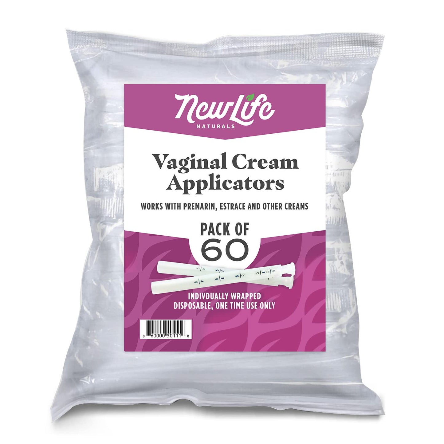 NewLife Naturals Disposable Vaginal Cream Applicators - 60 Pack