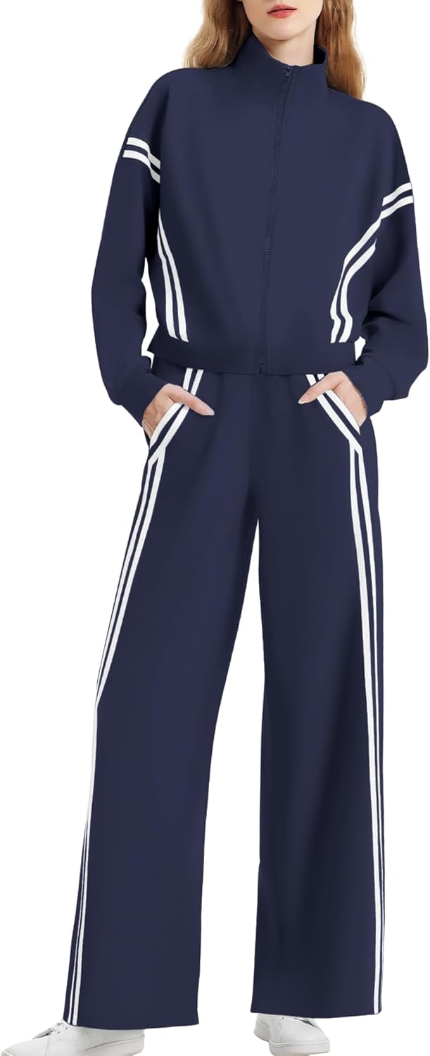 Women's 2 Piece Lounge Outfits Zip Up Sweat Set for Comfort
