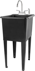 Black Space Saver Utility Sink - Compact 16 Gal Laundry Tub