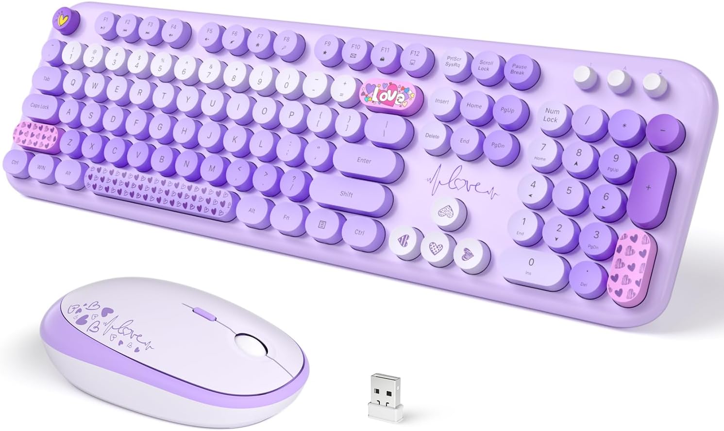 Colorful Retro Wireless Keyboard & Mouse Set for Mac PC - SQMD