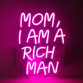 LUCUNSTAR Mom I Am A Rich Man Neon Sign - Pink USB LED Wall Light