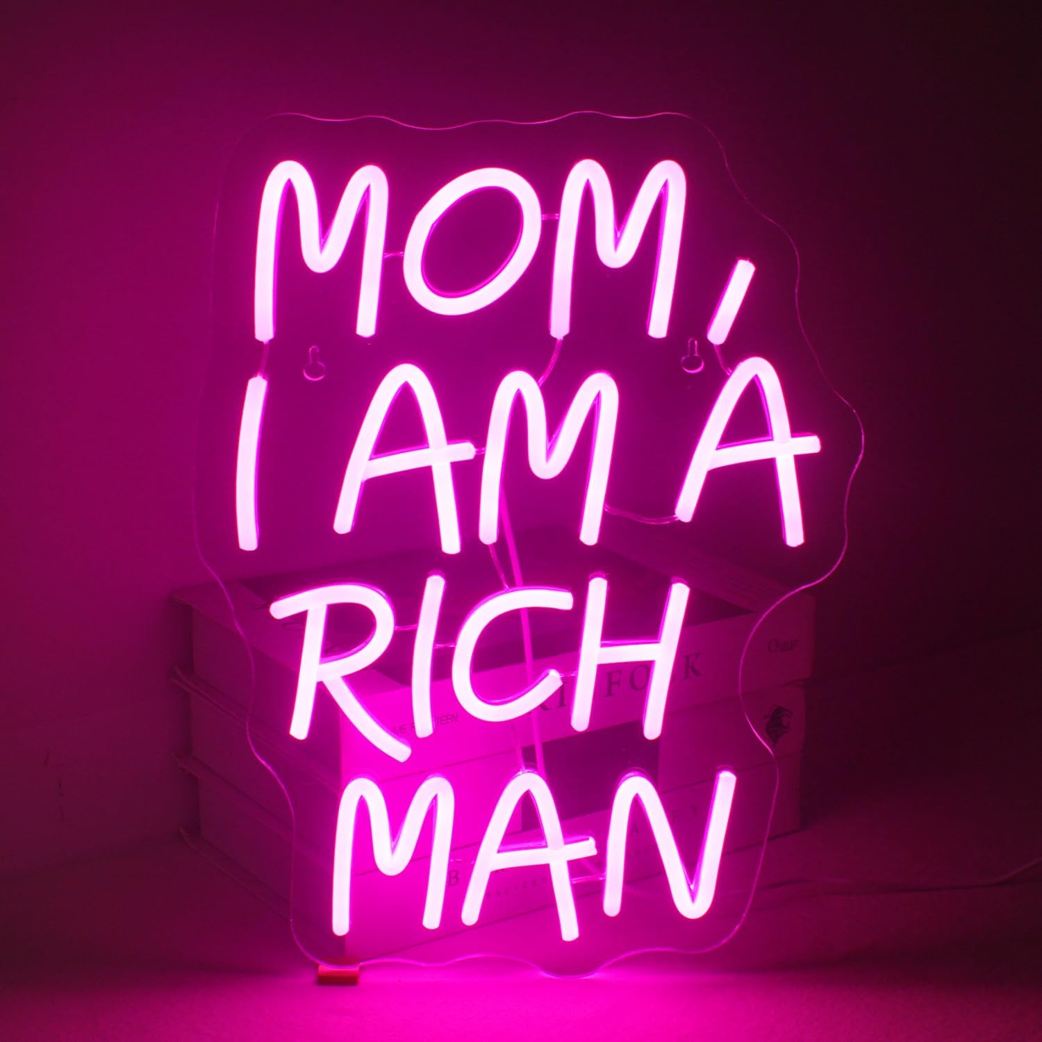 LUCUNSTAR Mom I Am A Rich Man Neon Sign for Wall Decor