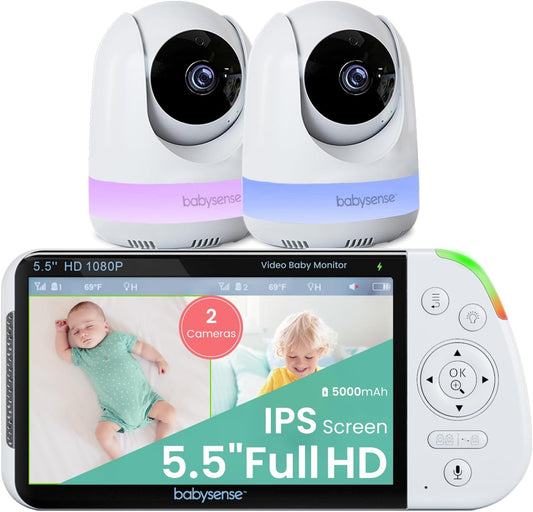 Babysense 5.5 Split-Screen Video Baby Monitor - Crystal Clear HD Viewing