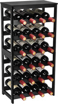 Wine Rack 24-Bottle Freestanding Bamboo 6-Tier with Table Top - Black