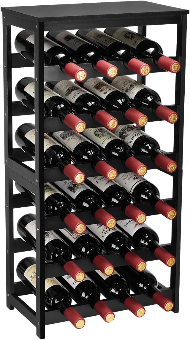24-Bottle Freestanding Wine Rack with Table Top for Storage