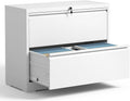 2 Drawer Lateral File Cabinet - Wide Locking Steel Storage for Office