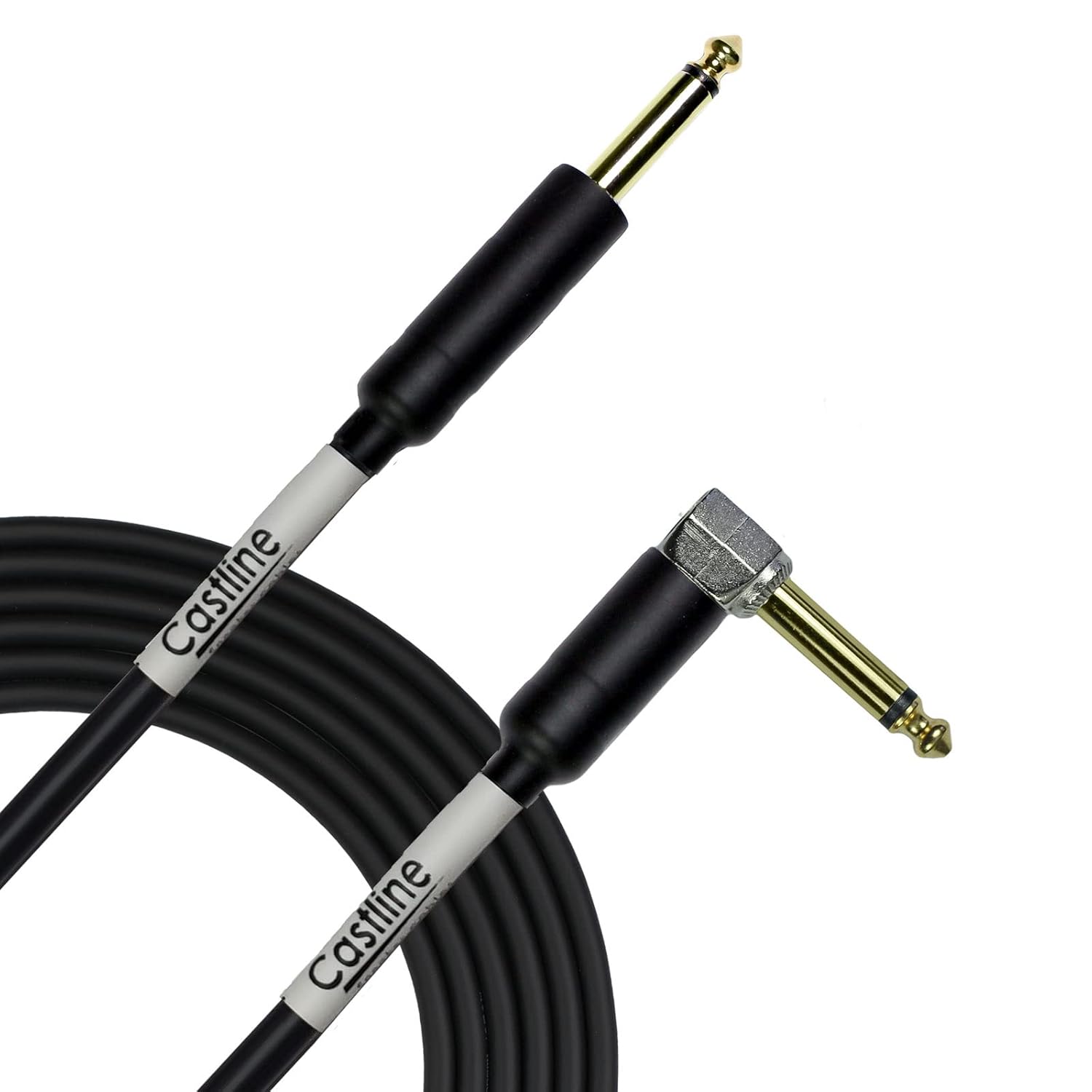 Castline Gold 1/4in TS to 1/4in TS Right Angle Speaker Cable