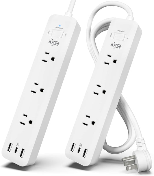 2-Pack USB-C PD Power Strip, Surge Protection, 30W PD Port