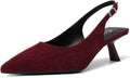 Burgundy Suede Kitten Heels for Women Pointed Toe Slingback - Dressy