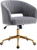 Velvet Office Desk Chair, Modern Adjustable Home Desk Chair - Plush