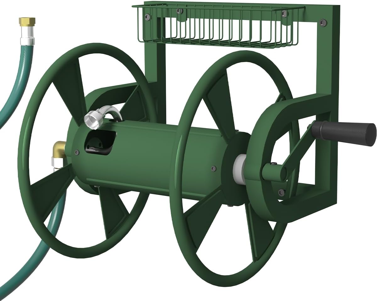 Garden Wall Mounted Hose Reel for 125 Feet of 5/8-Inch Hose