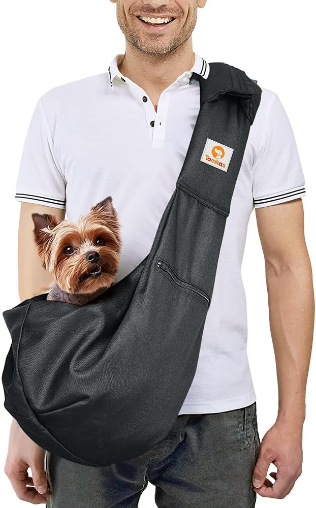 Tomkas Small Dog Sling Carrier for Pets 8-15 lbs - Black