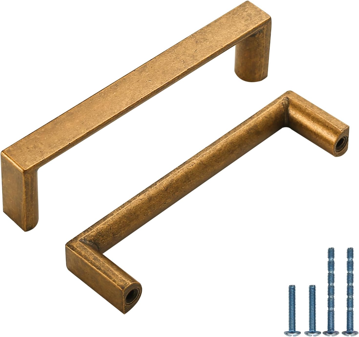 Antique Brass Kitchen Cabinet Handles - 10 Pack of 3.75 Inch Pulls
