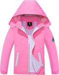 Kids Rain Jacket Waterproof Mesh Lined Raincoat with Removable Hood