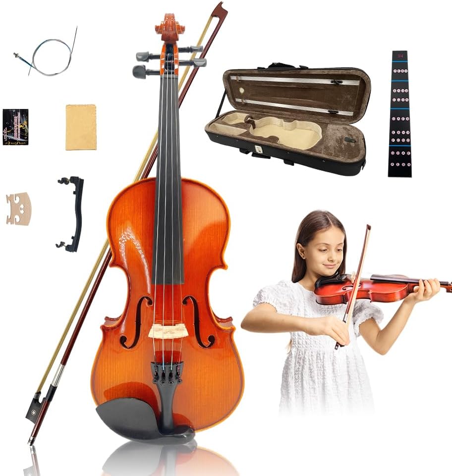 Acoustic Violin 3/4 for Beginners with Ebony Fittings and Case