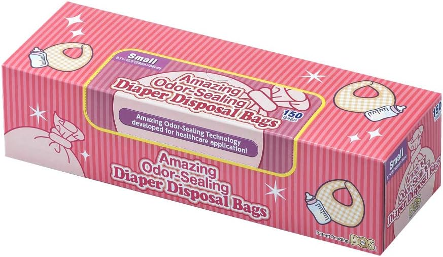 BOS Odor-Sealing Baby Diaper Bags - Durable Unscented Pink (150 ct)