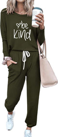 Women Fall 2 Piece Lounge Outfit Tracksuit - Comfortable Travel