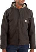 Men's Relaxed Fit Washed Duck Sherpa-Lined Jacket - Durable Warmth