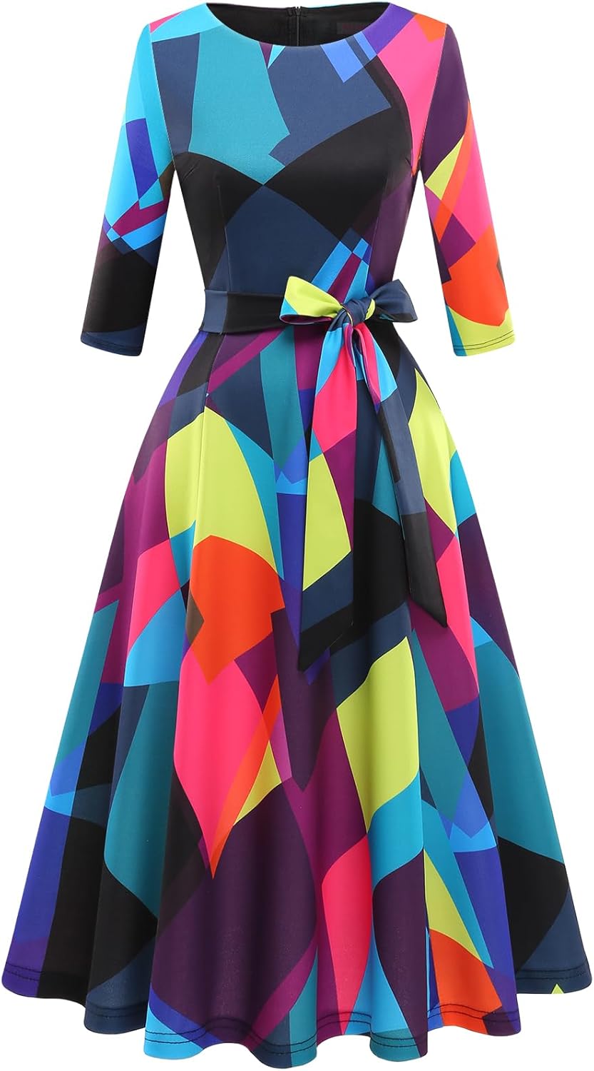 DRESSTELLS Vintage Wedding Guest Dresses for Women, 3/4 Sleeves