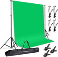 Photo Background Support System with 6.5 ft x 10 ft Green Muslin
