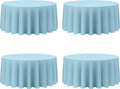 Light Blue Round Tablecloth 132 in 4 Pack - Durable Washable Linens