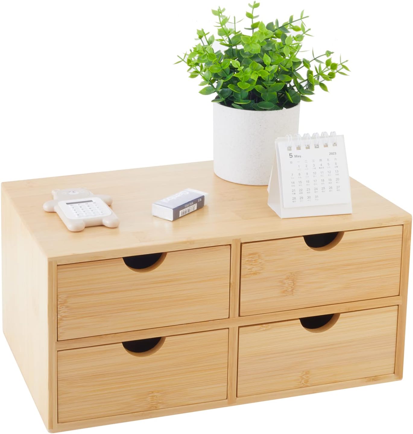 Bamboo Desk Organizer With Drawers for Home Office Storage