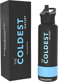 Coldest Sports Water Bottle with Straw Lid - 40 oz Matte Black