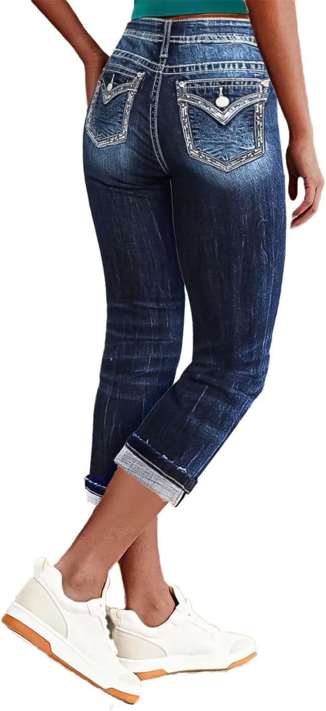 Flamingals Women's Denim Capri Jeans for Stylish Comfort