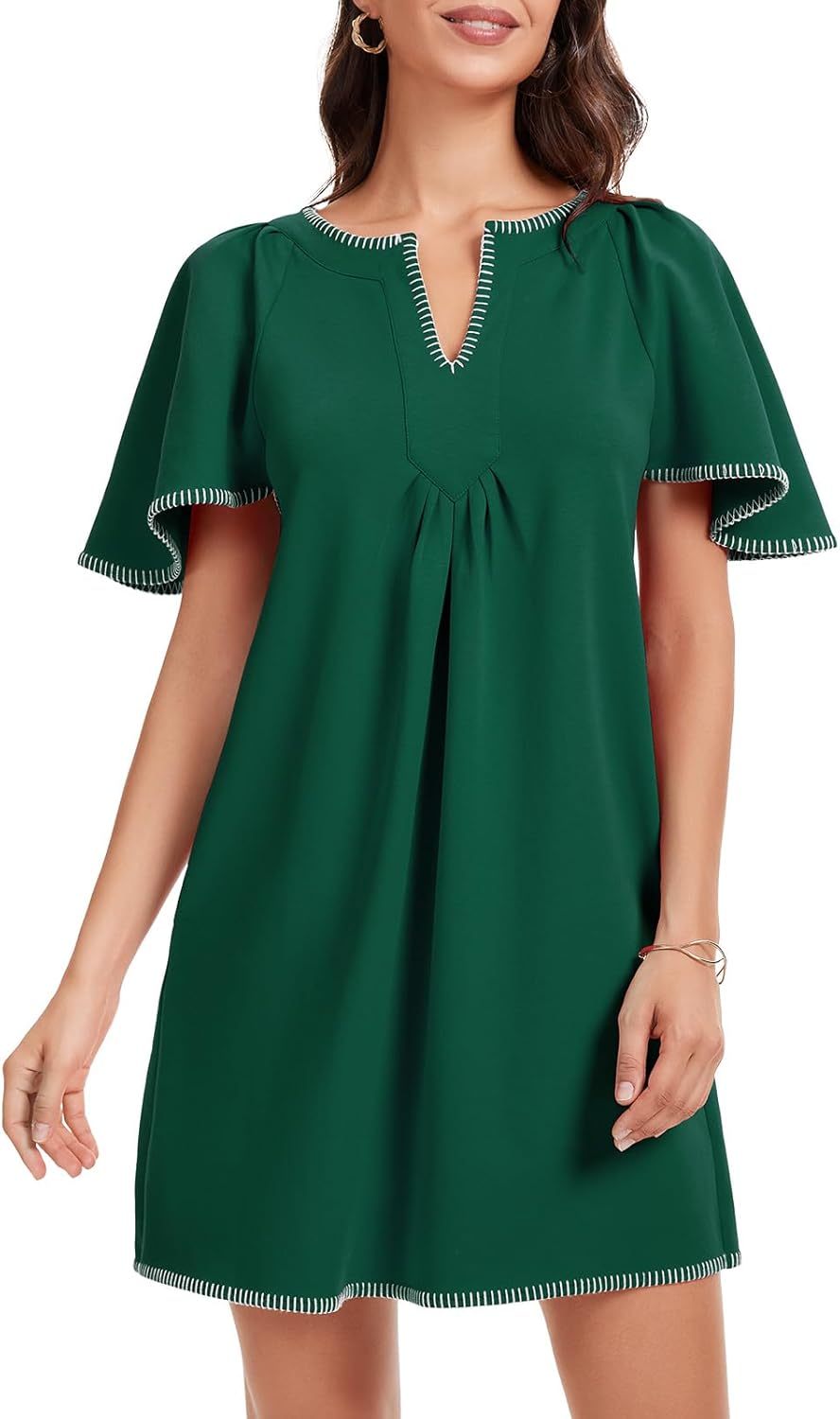 Stylish Women's Summer Flutter Short Sleeve A Line Mini Dress