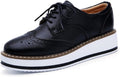 Women's Platform Lace-Up Wingtips Square Toe Oxfords - Classic Retro