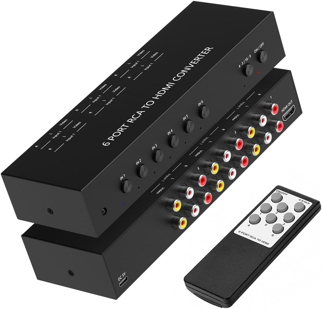 6 Port RCA to HDMI Converter for Seamless AV to HDMI Experience