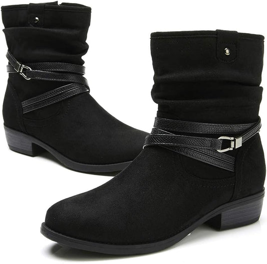 Stylish Women's Mid Calf Boot with Side Zipper and Comfort