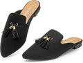 MUSSHOE Mules for Women Flats Comfortable Pointed Toe Slip on - Memory