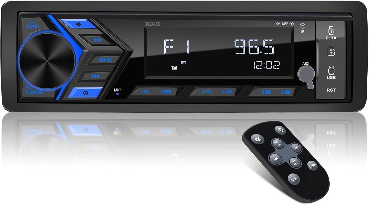 Bluetooth Marine Stereo Receiver with Digital LCD Screen and Remote