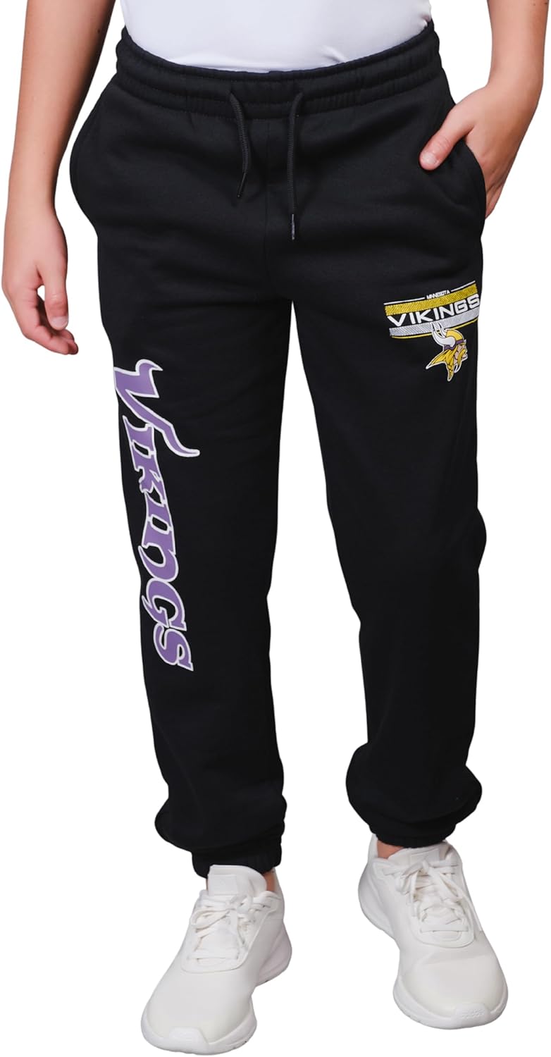 Ultra Game NFL Black Snow Fleece Jogger Sweatpants for Comfort