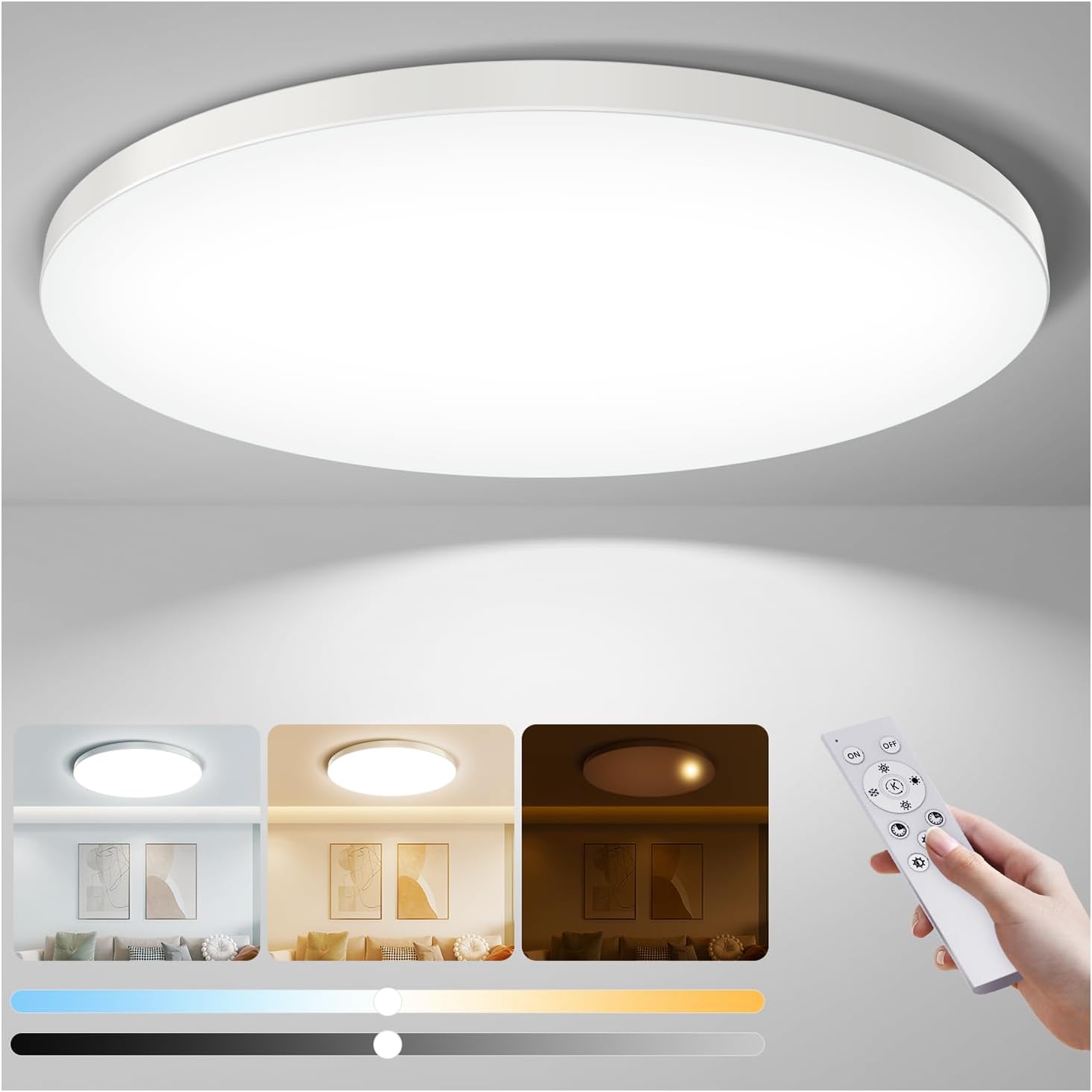 LED Ceiling Light with Night Light - Adjustable Remote Control