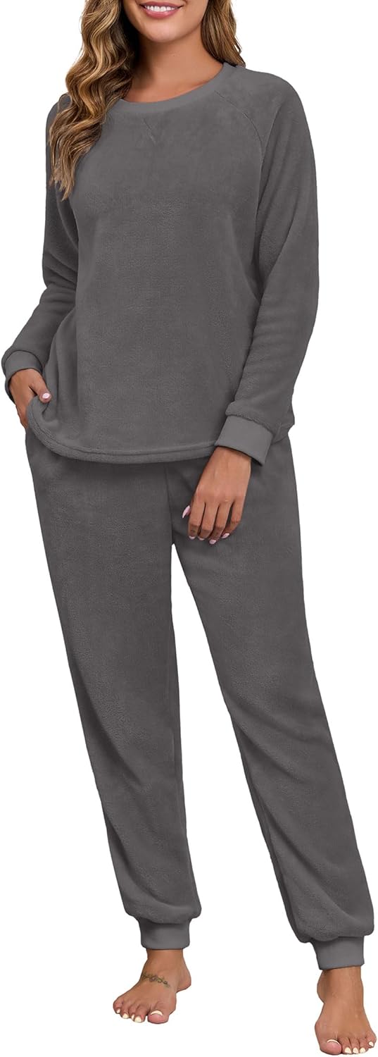 PrinStory Fluffy Pajamas for Women - Soft Fleece Winter Set