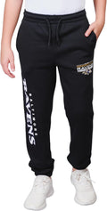 Boys NFL Black Snow Fleece Jogger Sweatpants - Slim Athletic Fit