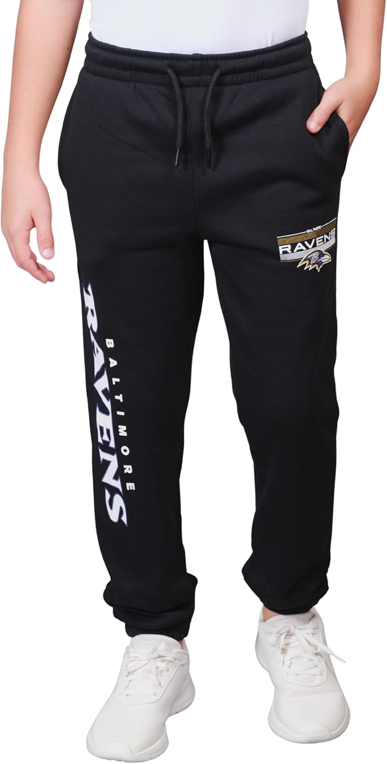 Ultra Game NFL Black Snow Fleece Jogger Sweatpants for Comfort
